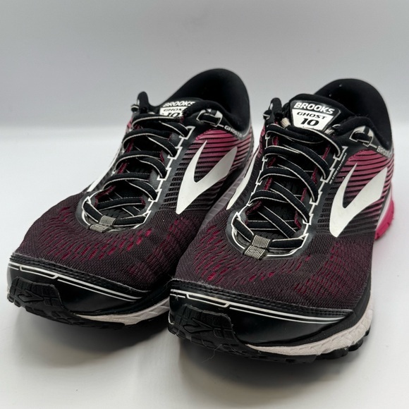 Brooks Shoes - Brooks Women's Ghost 10 Athletic Shoes - Black and Pink 1202461D067 Wide US 9.5